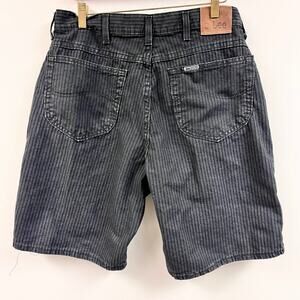 Vintage 1990's Men's Lee black with blue pinstripe 34 waist bermuda denim shorts